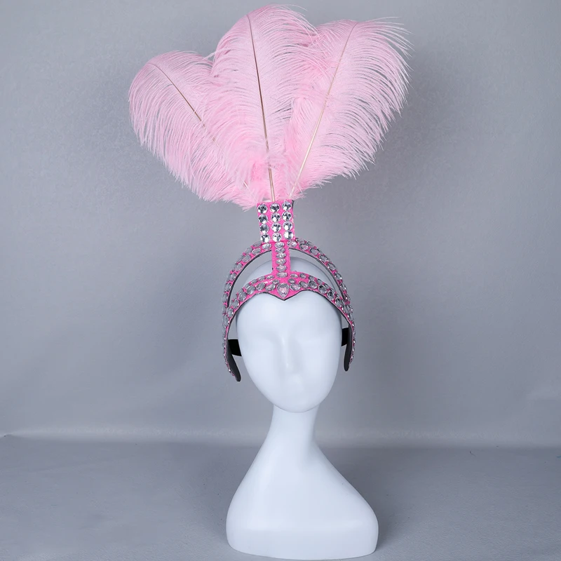 Carnival Headpiece Rhinestones Feather Headdress Samba Costume Halloween Party Bar Stage Performances Crown Dance Wings Parade 2