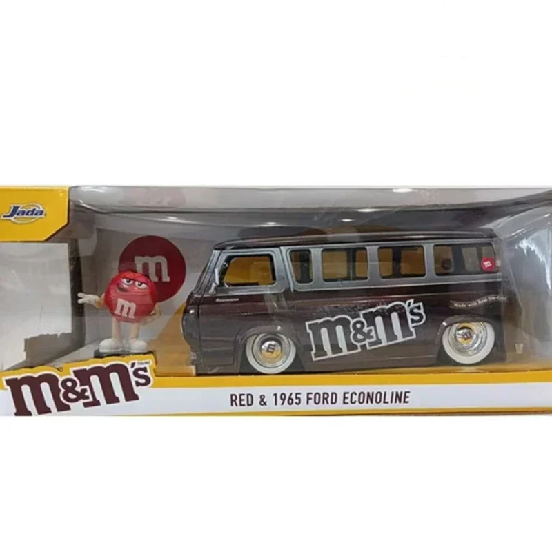 1:24 M&M\'S 1965 Ford Econoline High Simulation Diecast Car Metal Alloy Model Car Toys For Children Gift Collection J106