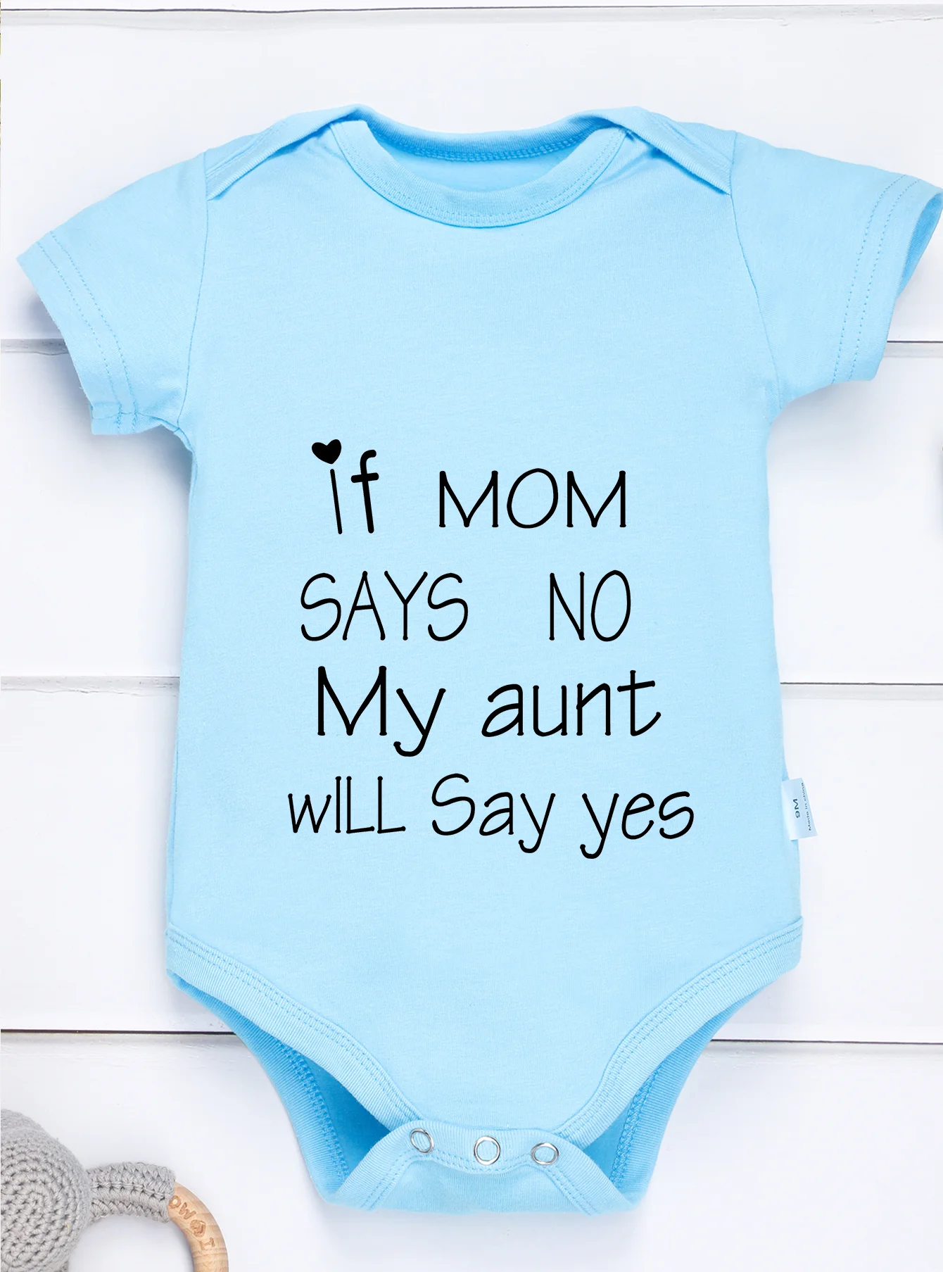 Short Sleeve Baby Girl Boy Jumpsuit Toddler Romper If Mom Says No My Aunt Will Say Yes Print Bodysuit Clothes Newborn Infant