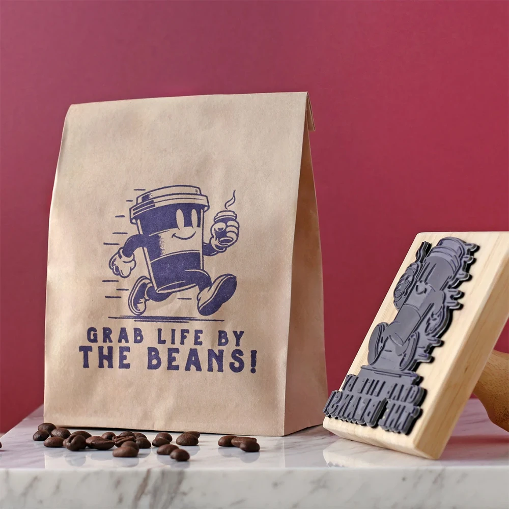 Custom Wooden Stamp Seal Personalized Logo Wedding Party Packaging Stamp Company Address&Name Self Inking Rubber Stamp for Bag