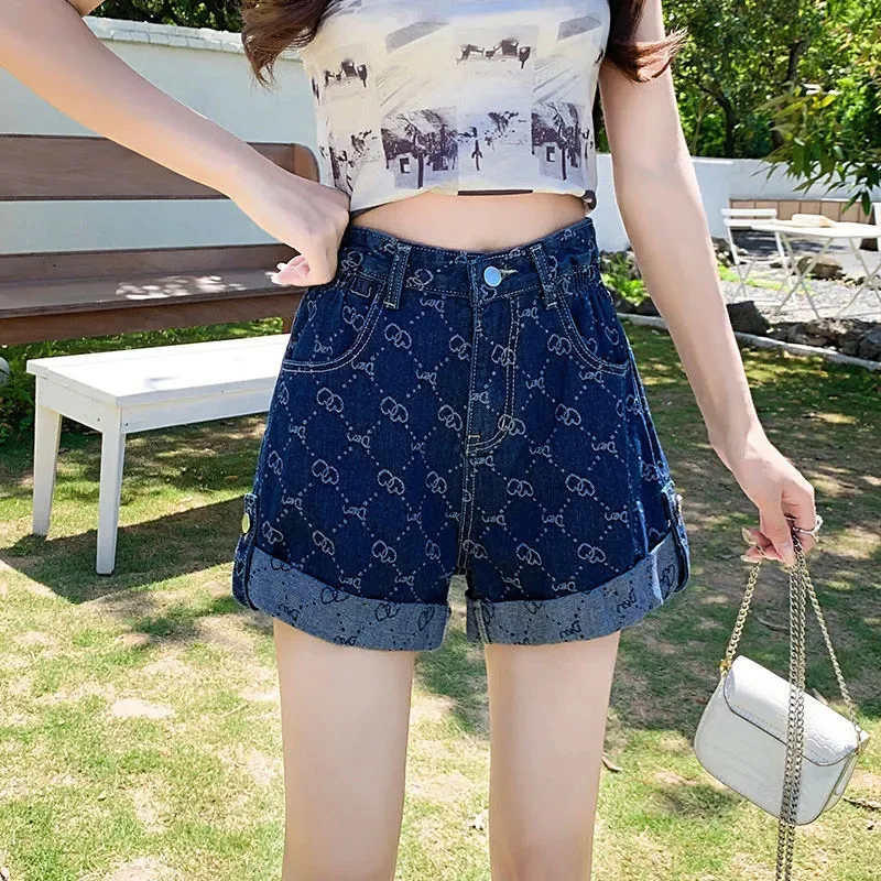 

New Tidal Current Love Embroidery Summer Shorts Jeans Women Korean Style Zevity Women's Sexy Y2k Pants Streetwear Denim Trousers