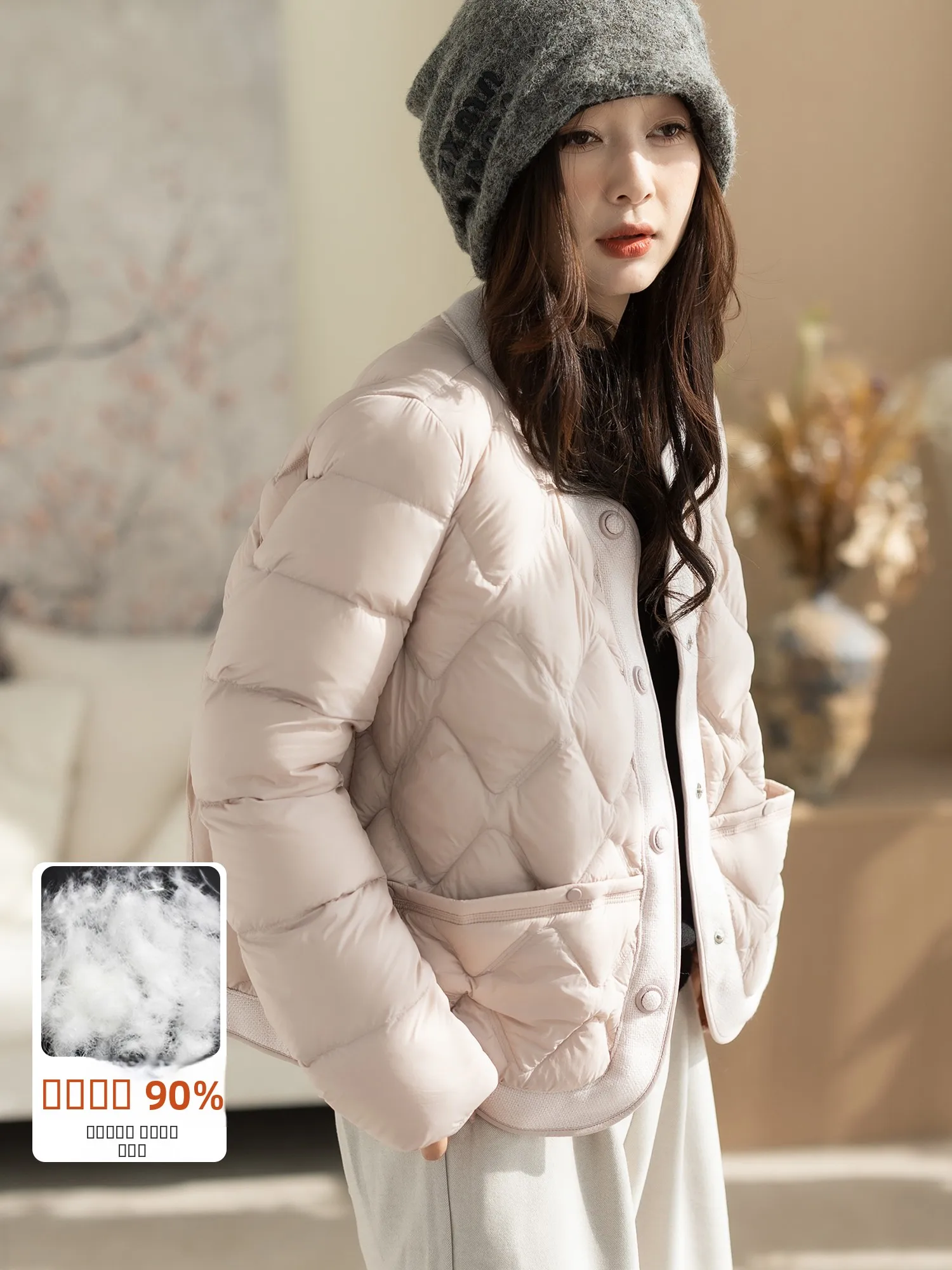 

Kyu Women's Puffer Jaet Winter New Sle Loose Splicing Faion Simple Thi Du down Warm Casual Long Sve Top