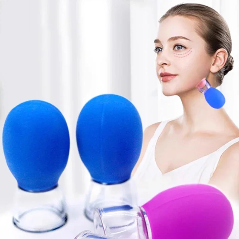 1Pcs Natural Silicone Cupping Massage Cup  Body Fac Neck Eye Massage Vacuum Tank Body Facial Care Anti-aging Beauty Tool