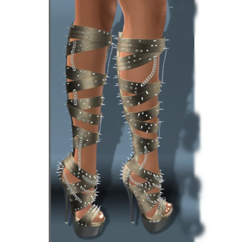 Zilveren Klinknagel Holle Platform Sandalen Matte Dunne Hoge Hak Sexy Mode Koele Zomer Casual Big Size Vrouw Schoenen Zapatillas Mujer