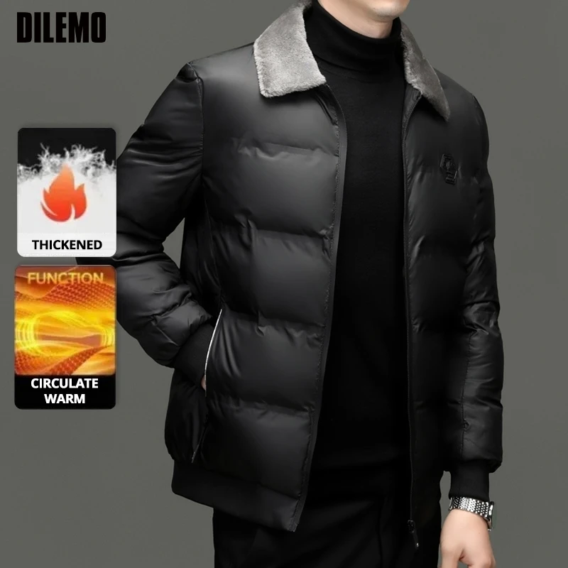 

Top Grade Middle-aged Men Bubble Puffer Windbreaker Coat Parka Jacket Winter Plus Velvet Thickened Short Outerwear