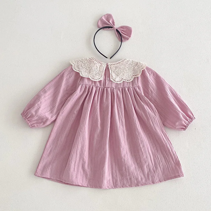 2024 New Autumn 1-5Yrs Girl Party Dress Baby Girl Romper Long Sleeved Cotton Splicing Kids Princess Dresses Sister Clothes