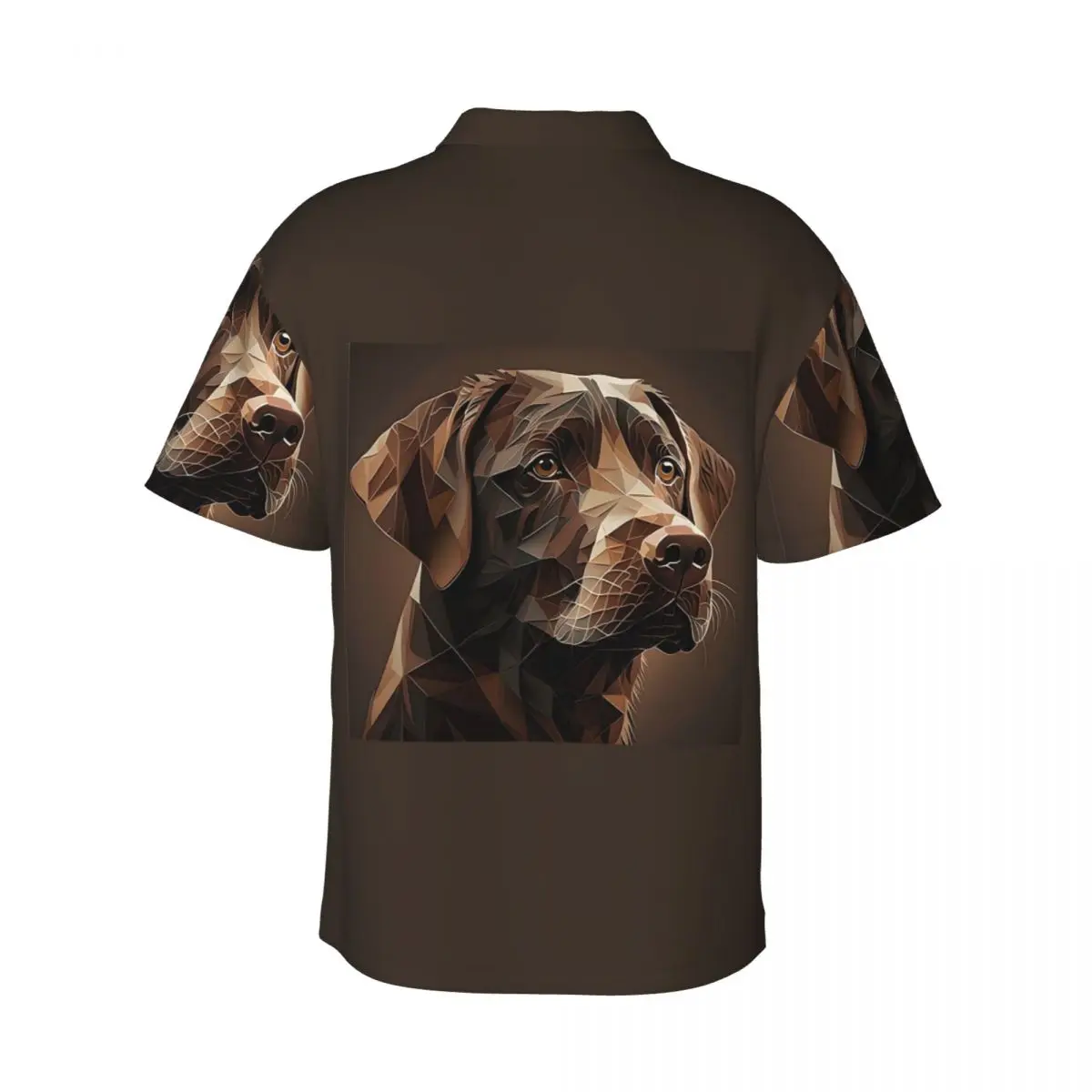 Kemeja Pria Geometric Choco A Chocolate Labrador Artwork Kemeja Hawaii Lengan Pendek Atasan Kancing Lucu untuk Pantai Musim Panas