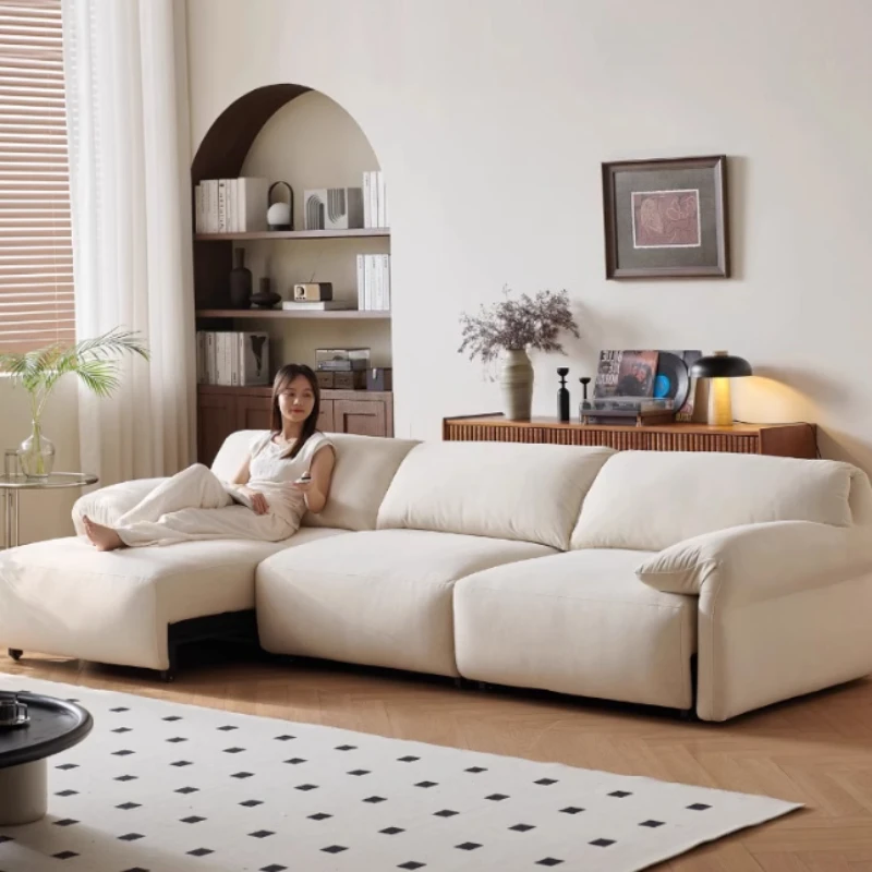 

Nordic Bed Living Room Sofas Beige Fabric Italian Luxury Foldable Double Couch Chaise Puffs Sleeper Canape Salon Home Furniture
