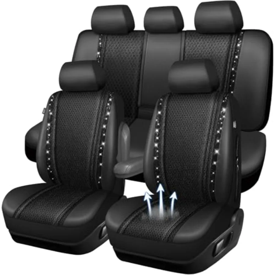 

Чехлы для автомобильных сидений из пены с эффектом памяти и 3D-сеткой, полностью усыпанные стразами, дышащие, мягкие, универсальные, блестящие, с кристаллами и блестками