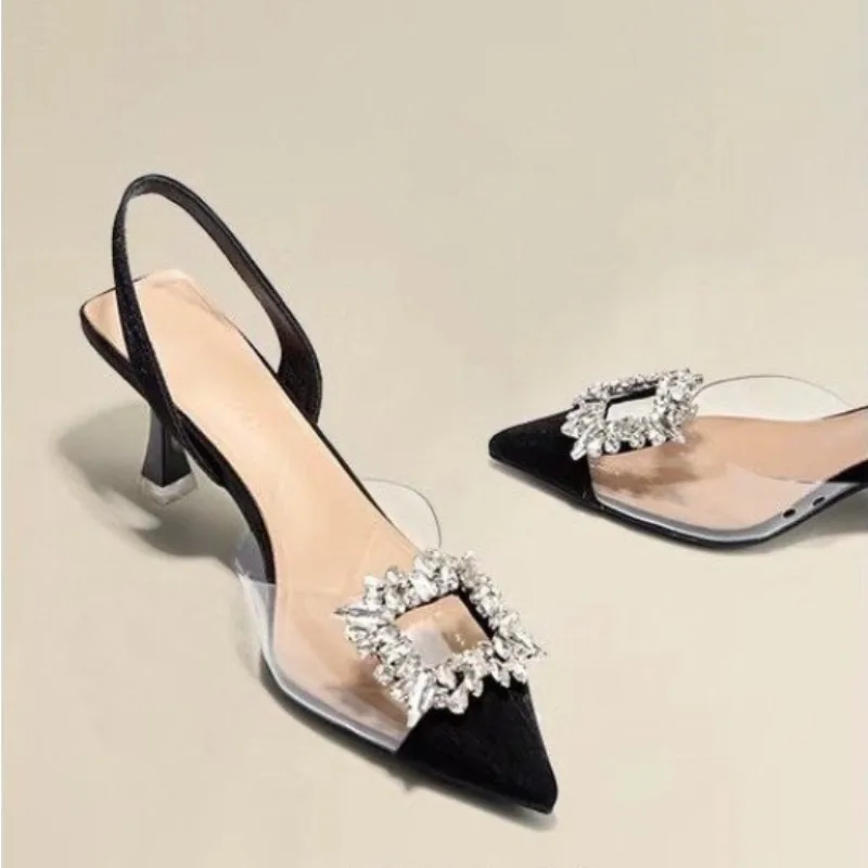 

Spring and Autumn Fashion New Sexy Banquet Comfortable Crystal Transparent Solid Color Pointed Toe Women's High Heels Pumps