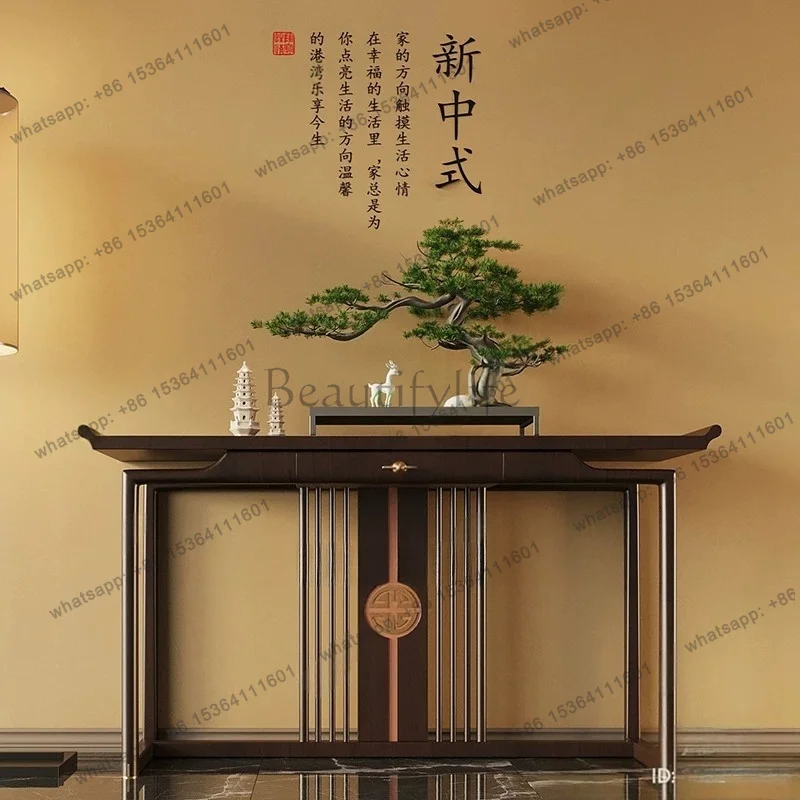 Light luxury simple door cabinet living room corridor decoration table solid wood wall table
