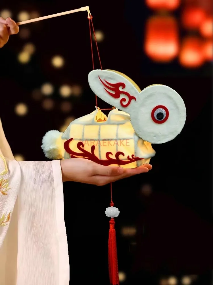 Mid-Autumn Festival Children's Rabbit Lantern New Handmade Diy Portable Luminous Palace Lantern Material Bag
