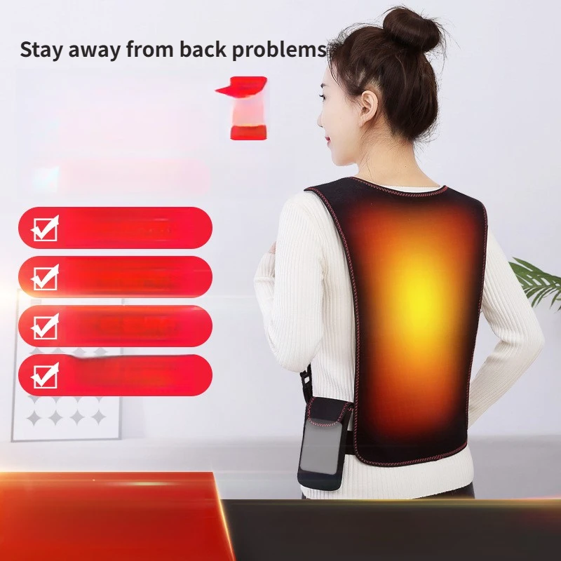 Far Infrared Electric Heating Shoulder Back Wrap for Desk Worker Pain Relief Moxibustion Massager Lumbar Muscle Strain Therapy
