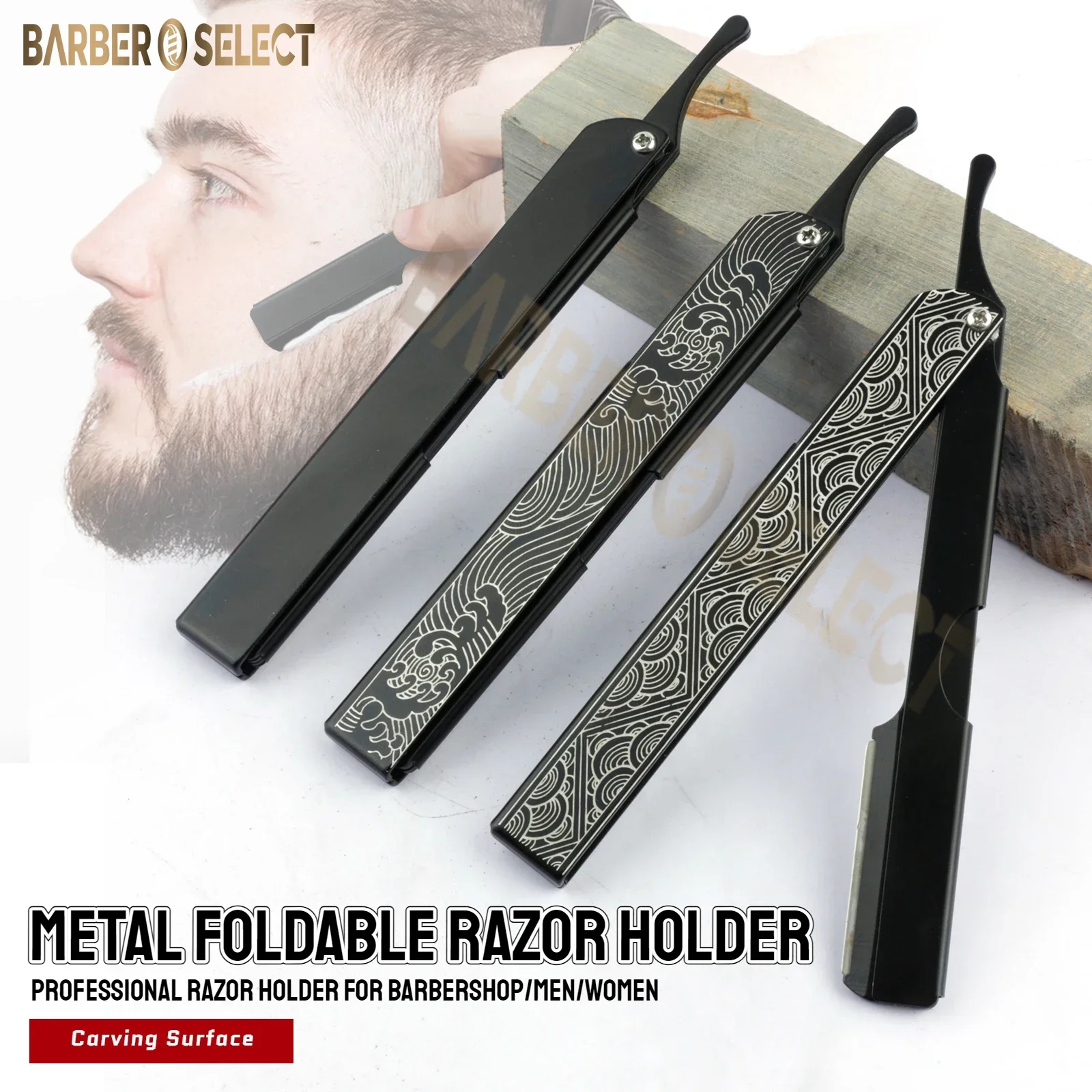 Nowy typ Pro Carving męska maszynka do golenia składana maszynka do golenia ze stopu aluminium Barbearia uchwyt na nóż fryzjer narzędzia do usuwania włosów