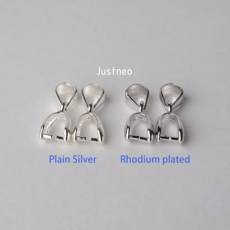 Imagen 6: Conector de cierre de colgante de fianza de plata de ley 925 maciza, fianza de pellizco con palillo de hielo para collar y colgante, joyería de plata, L