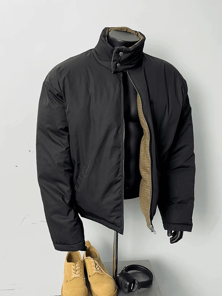 

Oclin Men's Double-Sided Wear Thiened Warmth down Cotton Jaet Harlan Trench Coat Winter Youth Faion ort Sle Zipper ...