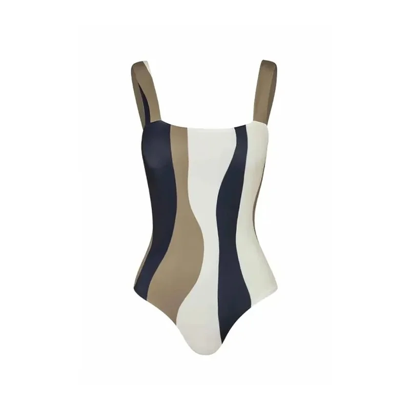 

Винтажные тонкие асимметричные полосатые комплекты бикини, купальник, шикарная модная футболка, женская зимняя коллекция, женщины среднего возраста