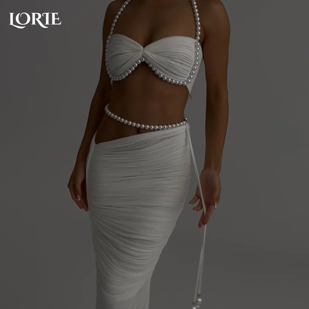 

LORIE Vintage Lace Wedding Dresses Strapless Sweeetheart Mermaid Bridal Gown Applique Side Shiny Pearls Bride Dress Customized