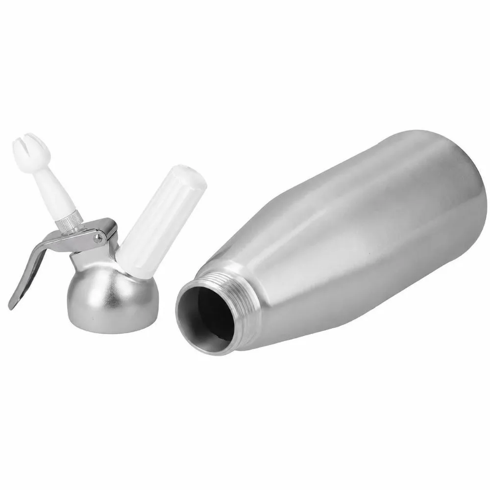 1000ml Capacity Whipped Cream Dispenser Aluminum Manual Operation Cream Whipper Decorating Nozzle 3 Decorating Nozzles\