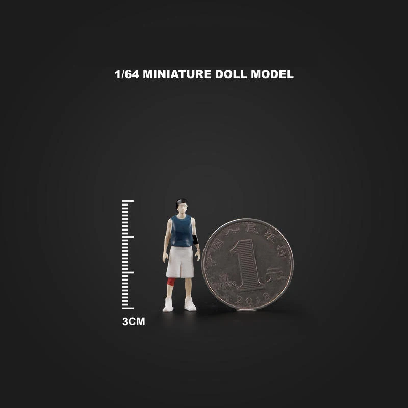 Kicarmod 1/64 Scale Model Figurine Basketball Player Collectible Doll Exquisite Figure for Fans in Scale Diecast Model Car
