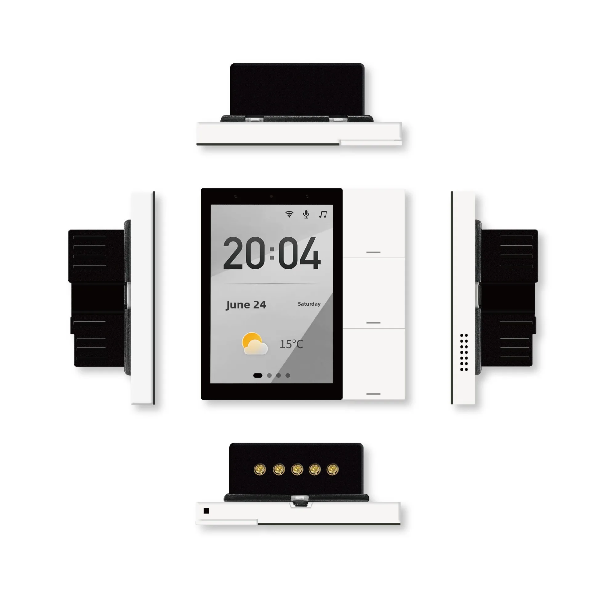 For 3.5 Inch Smart Central Control Screen Zigbee Gateway Alexa Voice Control 3-way 10A PC 3-Gang Relay Switch IR Touch WiFi