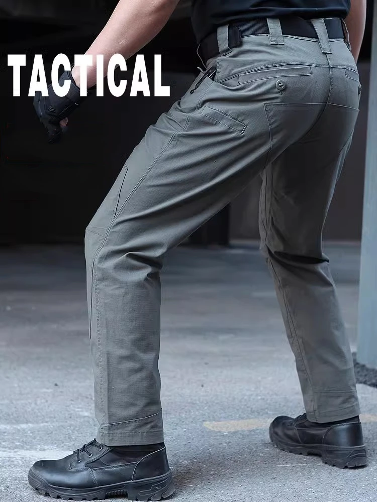 Outdoor Tactical Military Pants Men Spring Autumn Multi-pocket Elastic Straight Wear Resistant Work Trousers Casual Cargo Pants