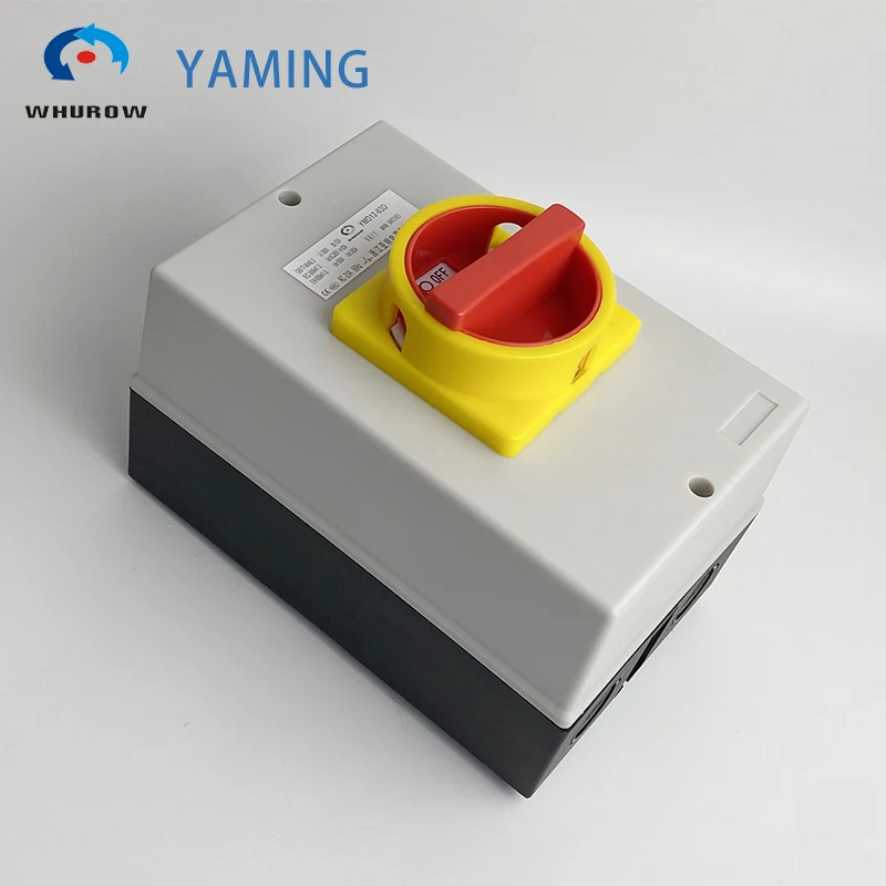 25A-63A 3P/4P Rotary Electrical Isolator Switch Disconnector DIN Cam Selector Box IP65 Silver Contact ON OFF Padlock