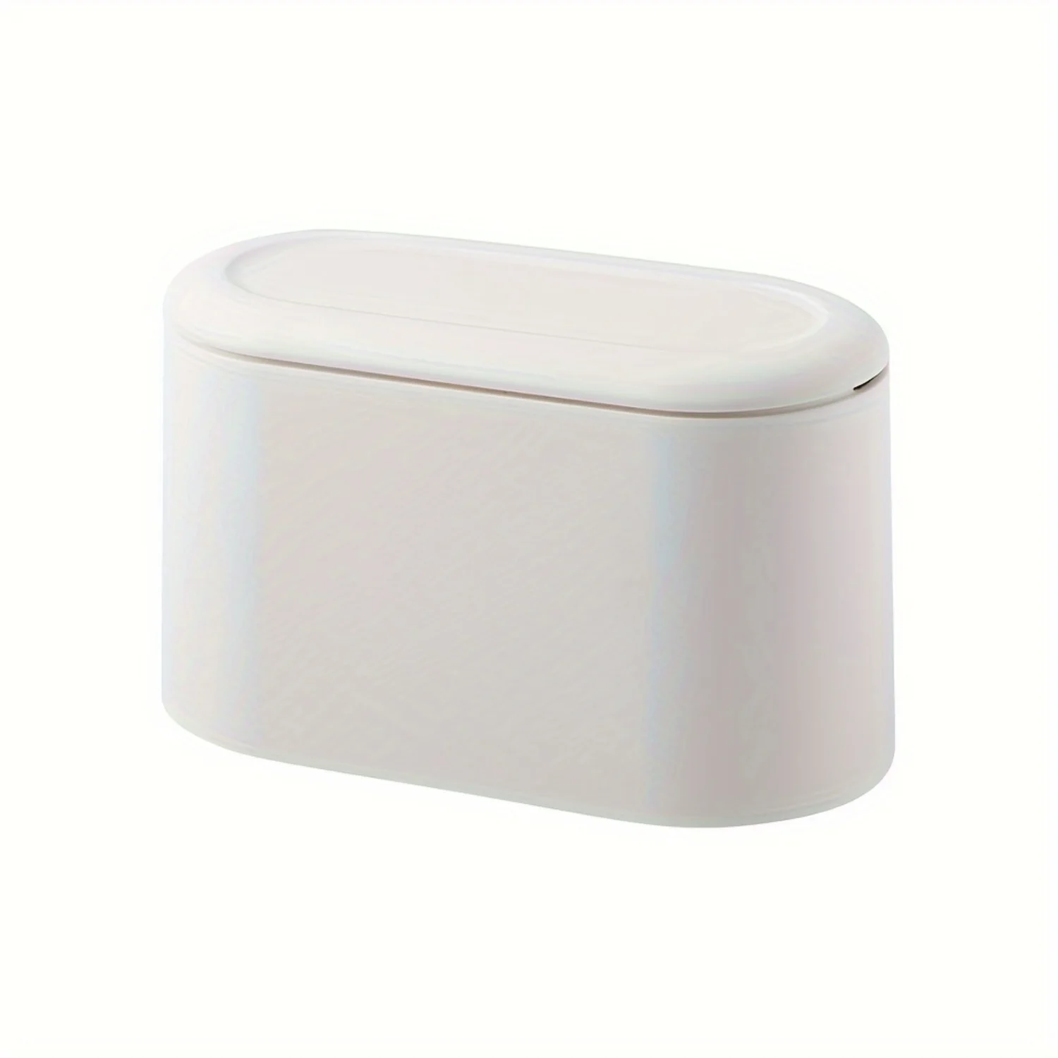 Mini Trash Can With Lid, Small Desk Countertop Mini Garbage Cans, Tiny Waste Basket,White