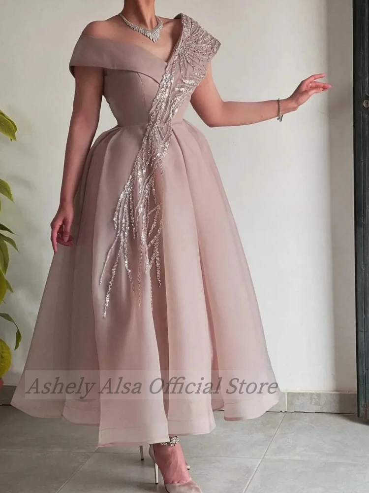 Elegant Tea Length Mother Of Bride Dresses 2024 Cap Sleeve Sequined A Line Women Formal Evening Dress Wedding Party Prom Gown