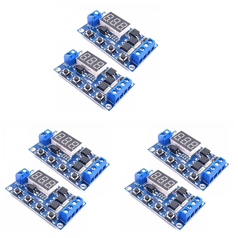 

ABAH-6Pcs DC12-24V двойной MOS цифровой реле задержки времени триггер цикл таймер задержки переключатель печатная плата модуль управления синхронизацией