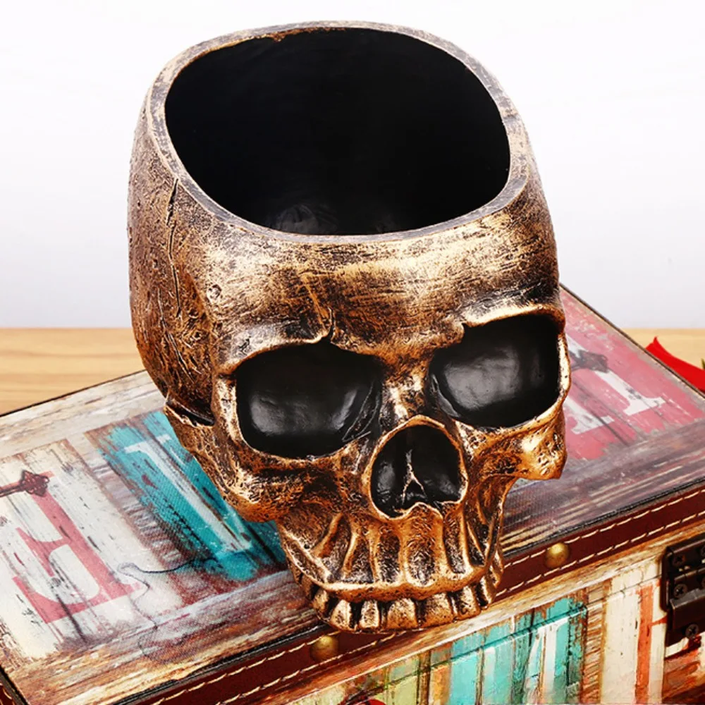 Totenkopf-Köpfe aus Kunstharz für Halloween-Dekoration, Kunstharz, Kunsthandwerk, lustige Punk-Stil-Dekorationen, Totenkopf-Skulptur für Halloween-Geschenk