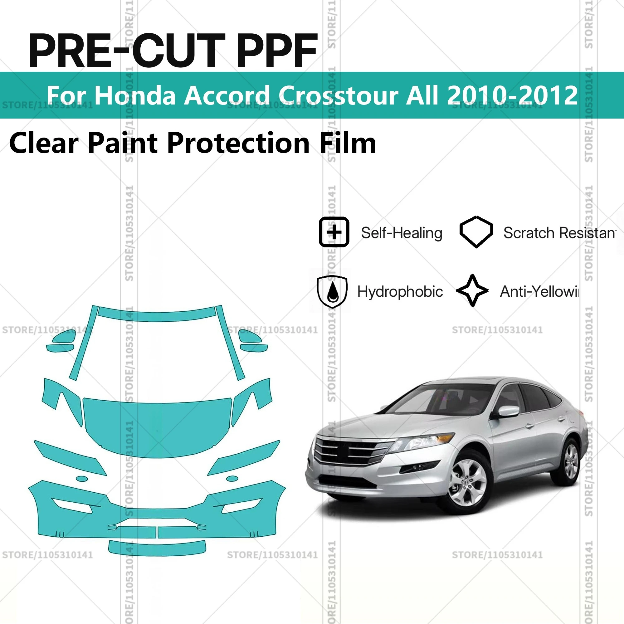 

Pre-Cut Paint Protection Film PPF Transparent Car Film Automotive PPF For Honda Accord Crosstour All 2010-2012 Front Kit