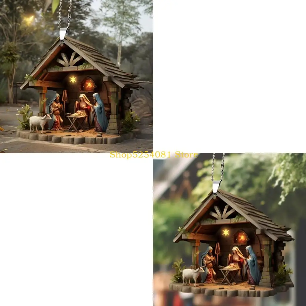 AXYC Set Of 2 Aesthetic Acrylic Hanging Decorations Nativity Scene Pendant Light Resistant For Long Last Aesthetic Appeal