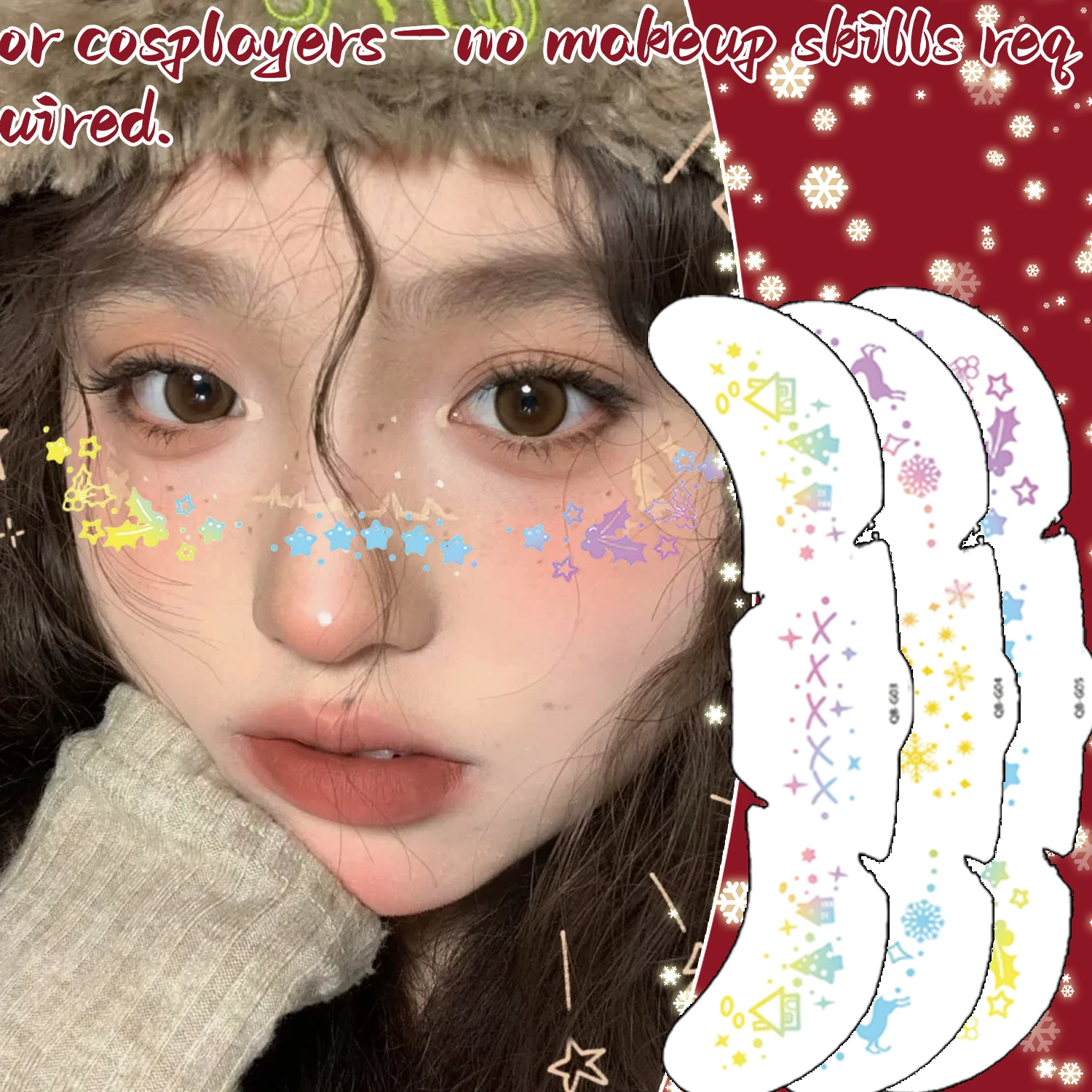 5pcs Random Color Stamping Freckles Makeup Patches Christmas Freckles Tattoo Sticker Skin-Friendly Fake Temporary Sticker Beauty
