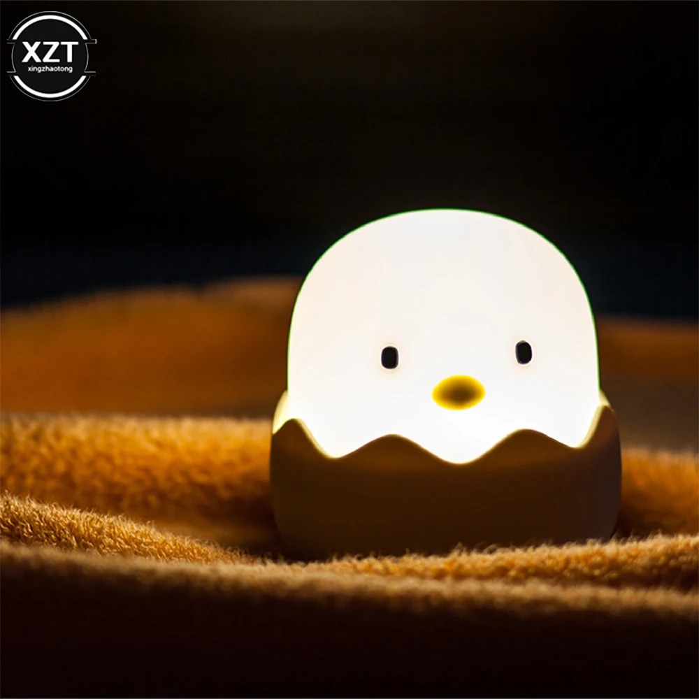 

Soft Silicone Led Children Night Light For Kids USB Rechargeable Night Light Bedroom Decor Gift Animal Chick Touch Night Lamp