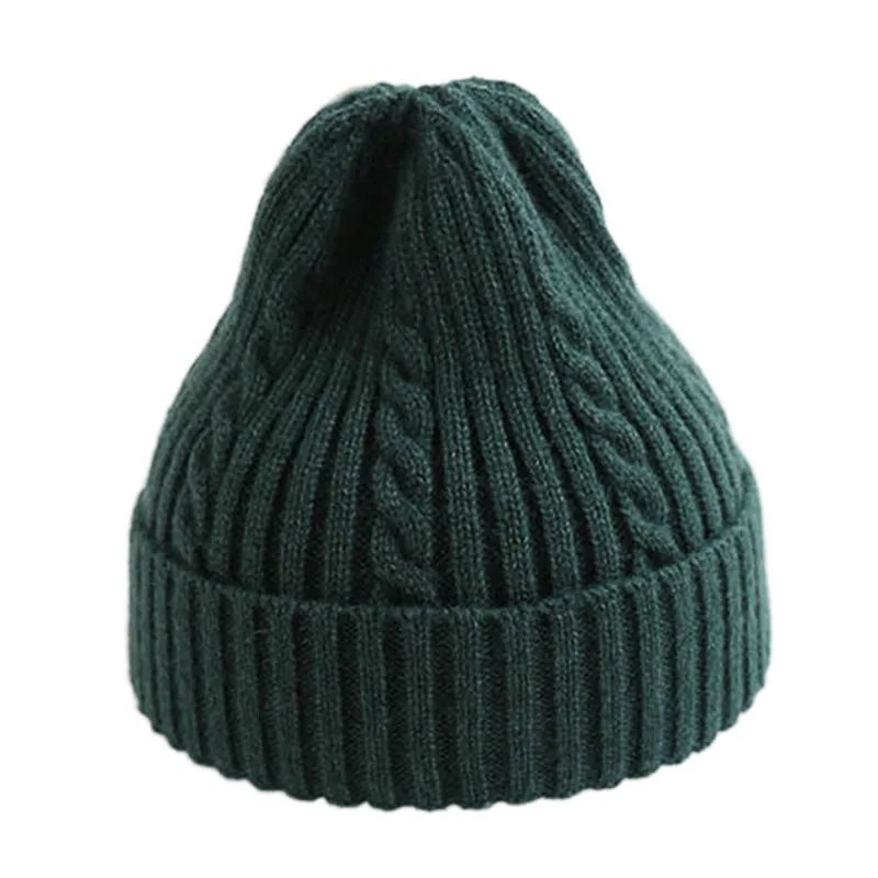 Warmth Unisex Winter Hats Women Casual Knitted Green Cap Pink Toque Khaki Beanie for Older Men