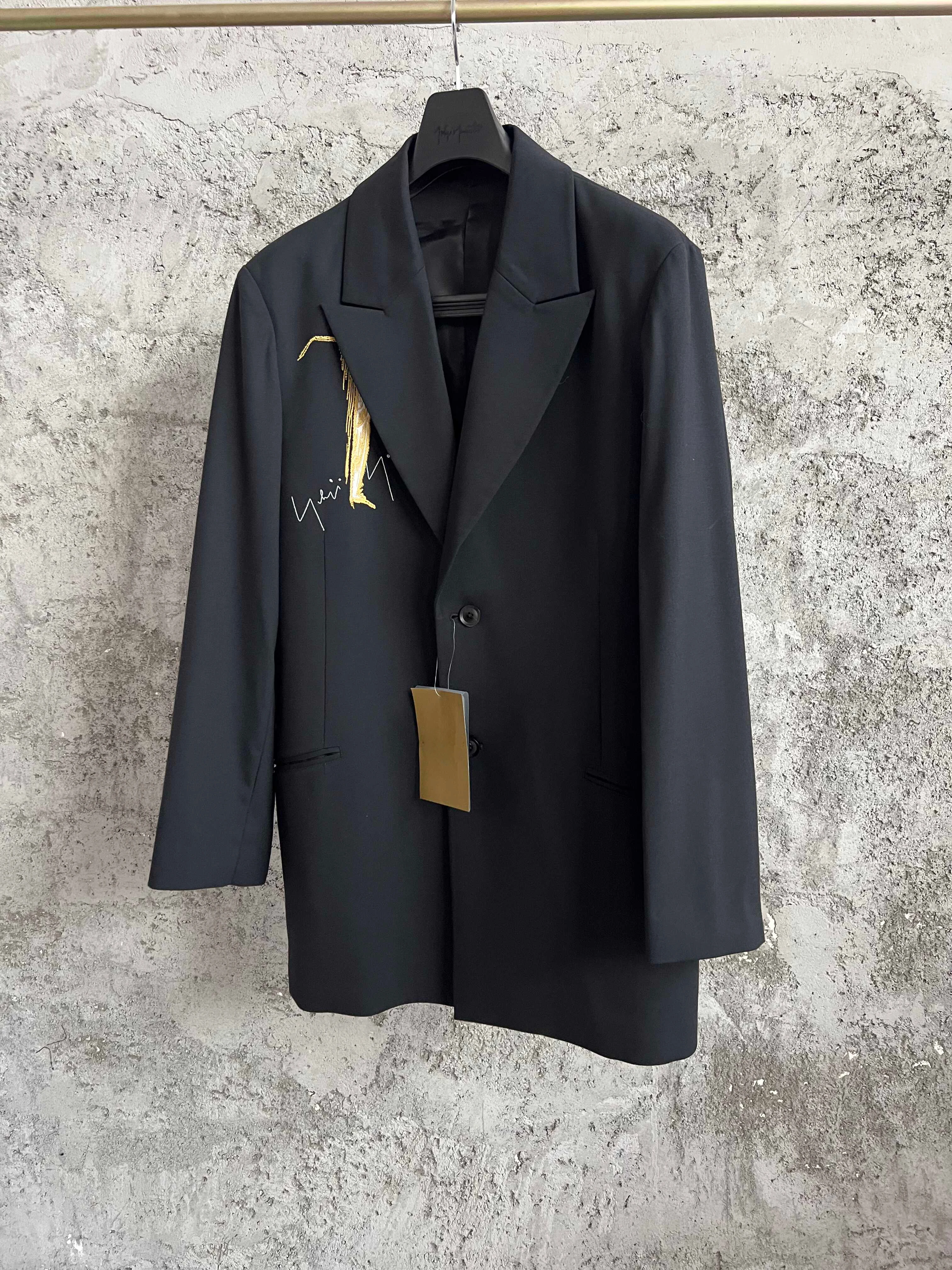 TOP-YAMAMOTO female actor's embroidered classic dark style wool suit for men