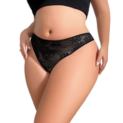 1pcs Plus Size1XL-4XL Women Sexy Briefs Low Rise Perspective Floral Panties Intimate Lingerie Comfortable Female Underwear