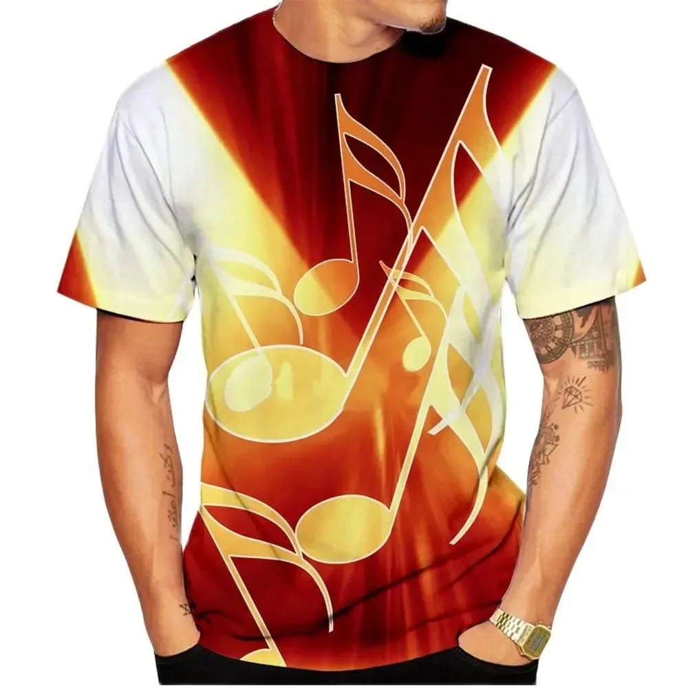 

Music Element Pattern T-Shirt Men Fashion Men's Clothing Summer O-Neck Tops T Shirt Man Short Sleeve Tee Versized Men T-Shirt