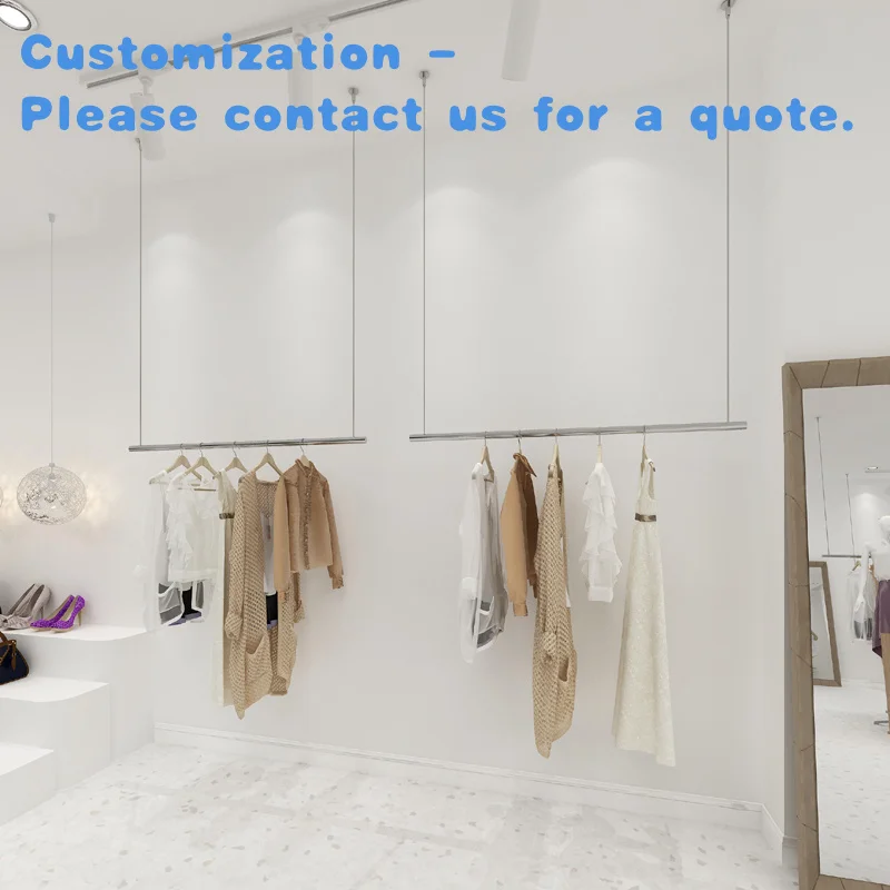 

custom.Kainice Custom Interior Design Women's Clothing Stand with Portable Metal Pipe Wall Hanging Rack Display Rack Garment