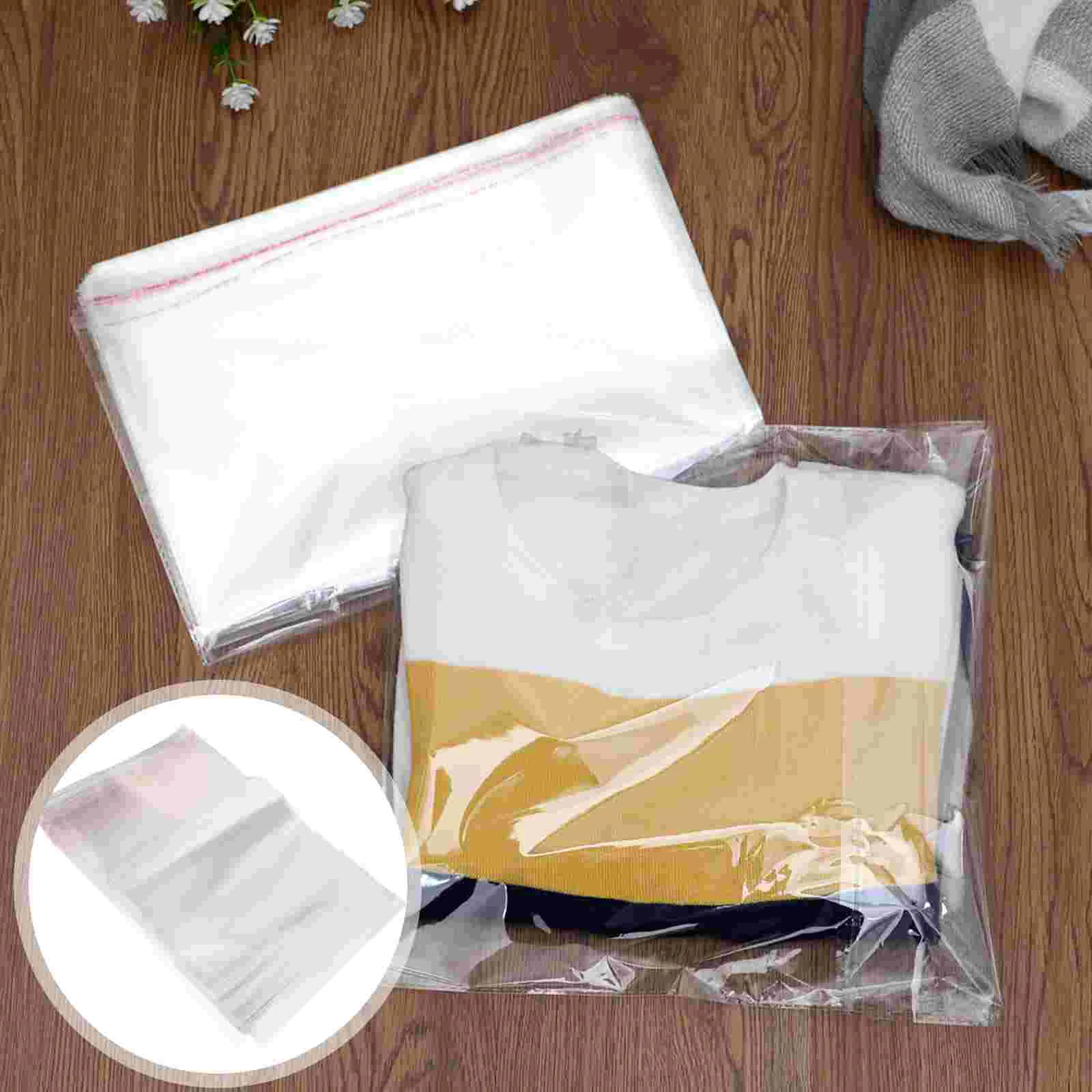 BESTOMZ 100pcs 30 x 40cm Clear Plastic Cello Bags Grip Peel and Seal Strong Packing Self Adhesive for Bakery Soap Cookie