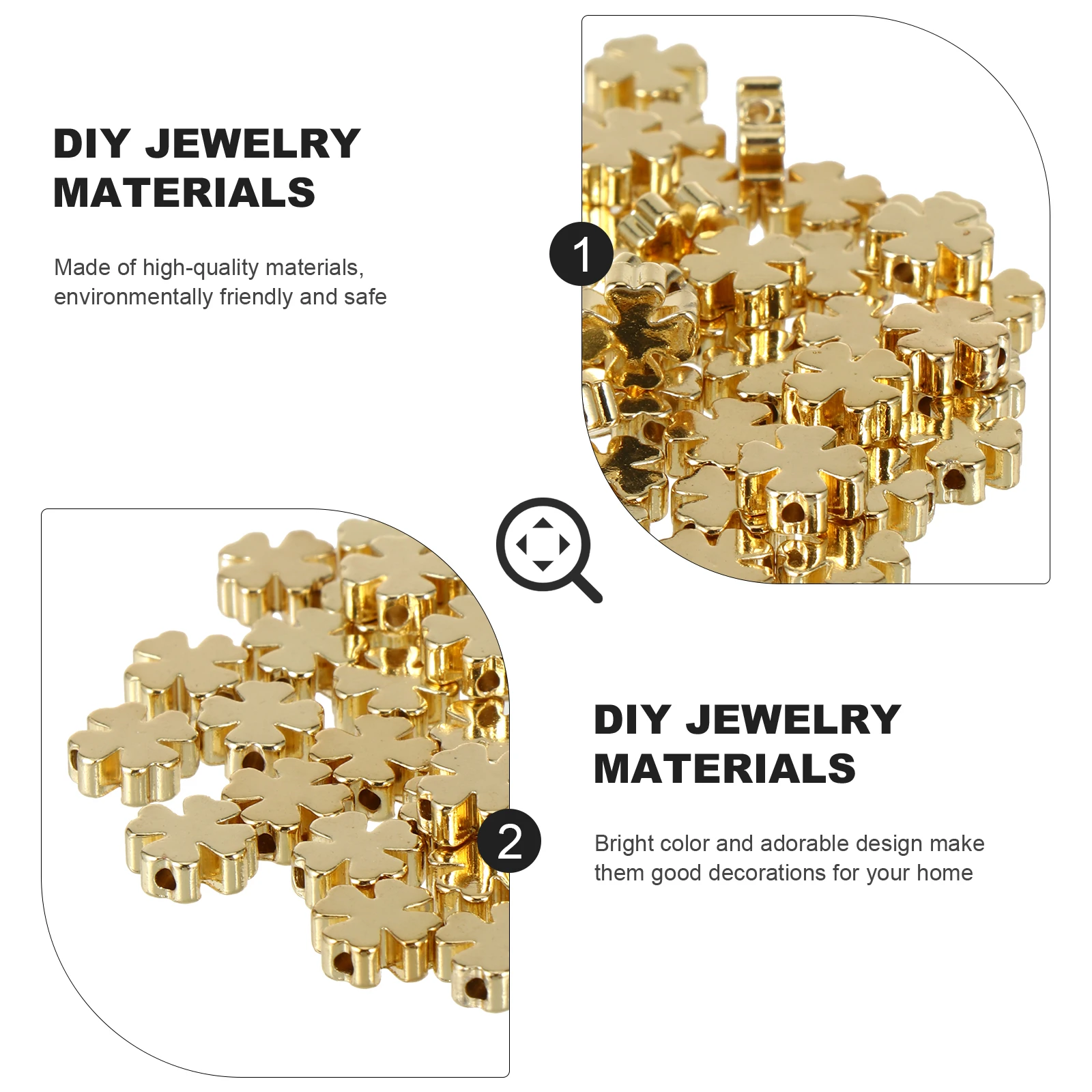 

60 Pcs Four Leaf Jewelry Gold Spacer Beads Spacers Bracelets Glossy Flower for Making Kit Necklace