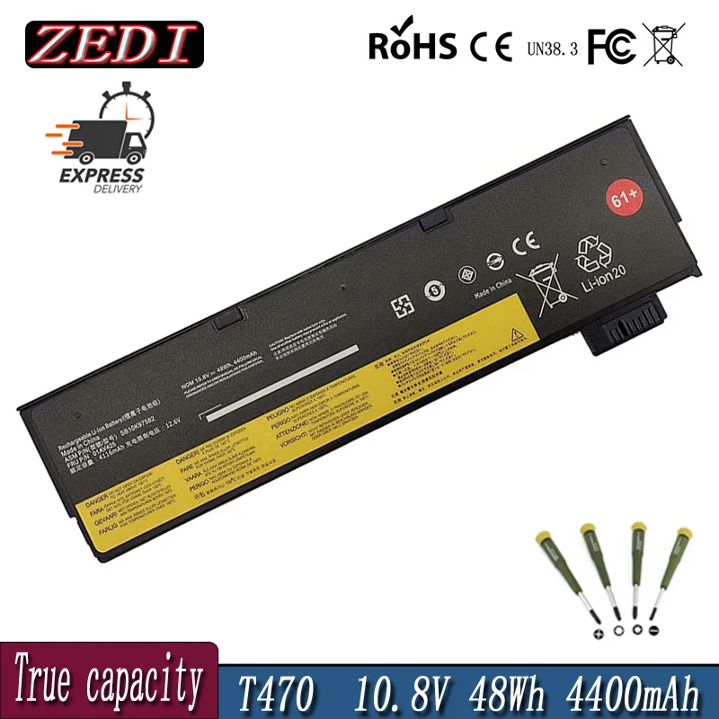 ZEDI Original 10.8V 48Wh Laptop Battery for Lenovo ThinkPad T470 T480 T570 T580 P51S P52S 01AV427 01AV428 01AV423 SB10K97580 61+