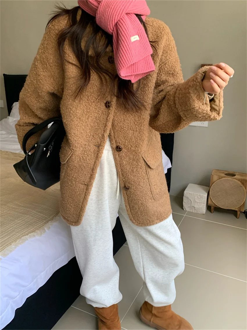 Alien Kitty 2025 Hot Sale Women Coats Slim Elegant Office Laady Loose Daily Thicken Casual Minimalist Woolen Warm Chic New OL