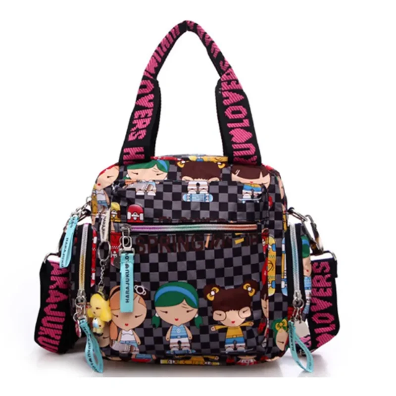 Bolso cruzado de tela Oxford Harajuku para mujer, bolsa de hombro informal de lona de Color caramelo con cremallera, bolso de viaje Kawaii, 2024