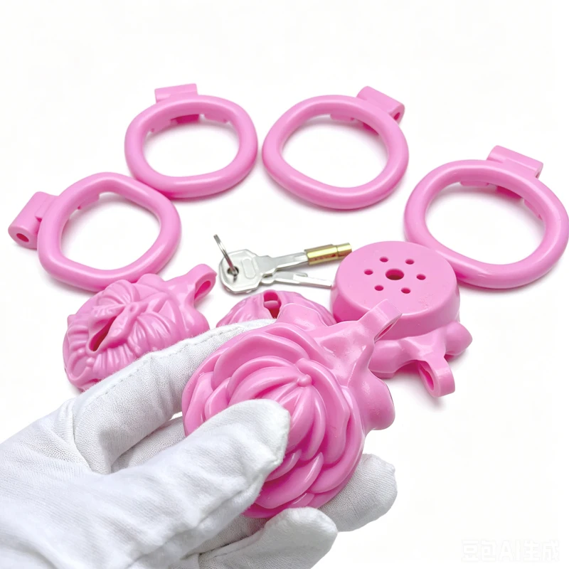 Chastity Lock Cock Cage Male Chastity Devices Lock 4 Rings The Man Plays The Woman Role-playing Flirting Couple Adult Sex Toys - view 3