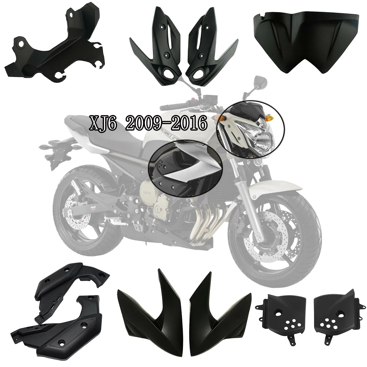 

Unpainted Side Panels / Instrument Shell Injection /Headlight Meter Bracket Bodywork Fairing For YAMAHA XJ6 2009-2012 XJ 6
