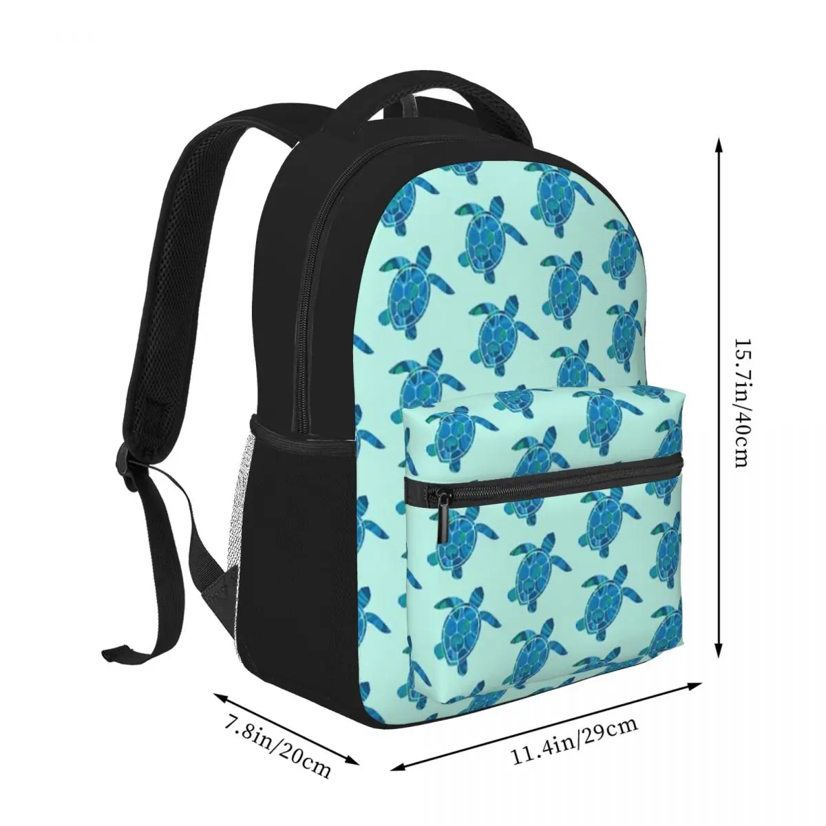 Sac à dos Kawaii Silhouette Blue Swimposturtle, sac d'école étanche pour adolescente, sac de livre étudiant, sac à dos mignon, 16 pouces