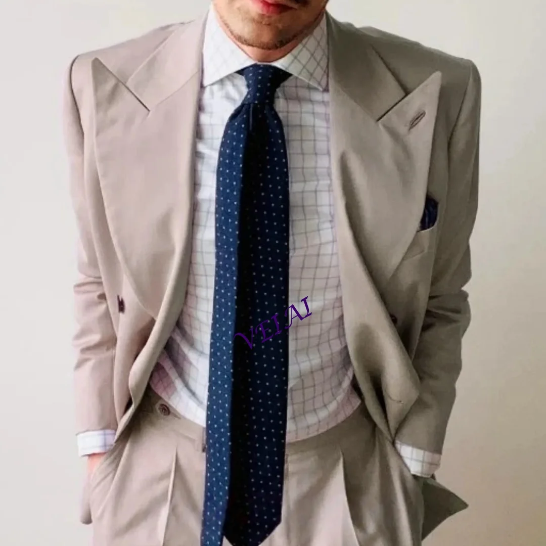 

Pink Peak Lapel Men Suits 2 Piece Sets Wedding Party Tuxedo Slim Fashion Daily Smart Casual Solid Color Male Suit Customized