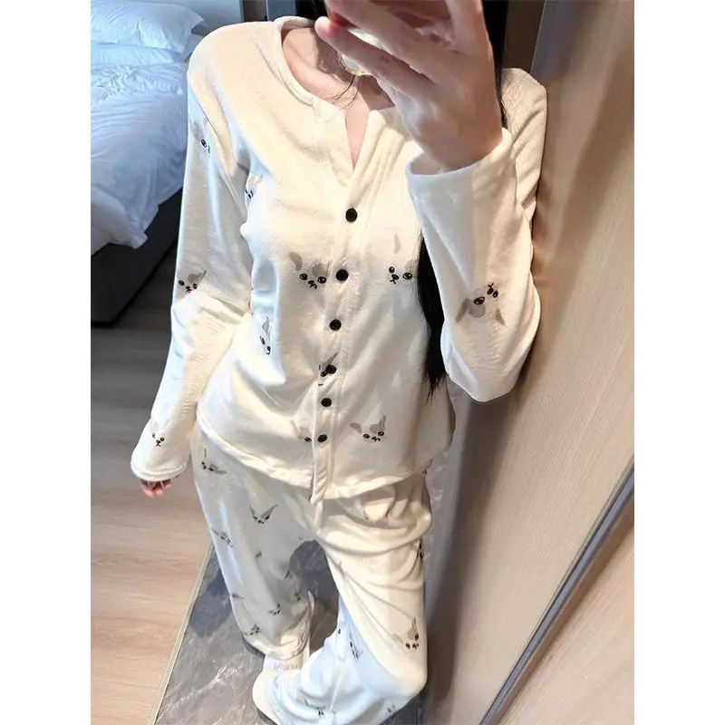 Pjs Set Pigiama da donna Pigiama in velluto tedesco Pigiama invernale caldo da donna Abbigliamento per la casa alla moda, Pigiama Set pigiama carino